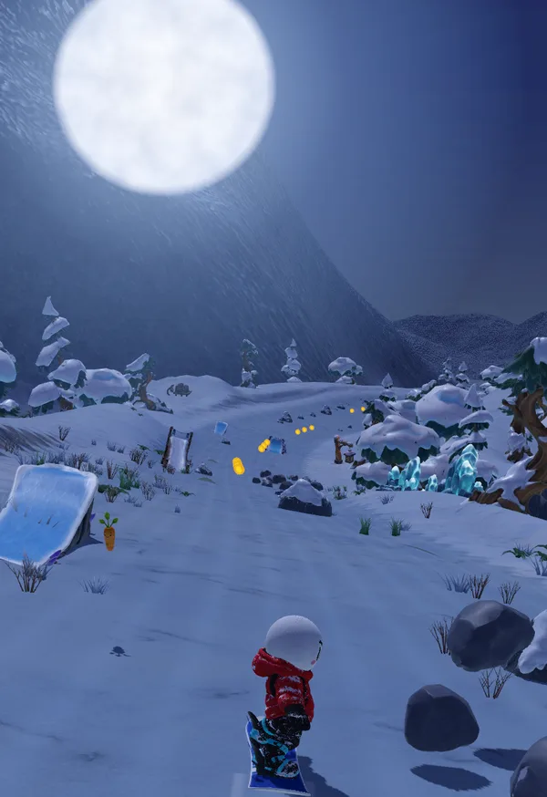 In-game screenshot of the Frozen Night biome